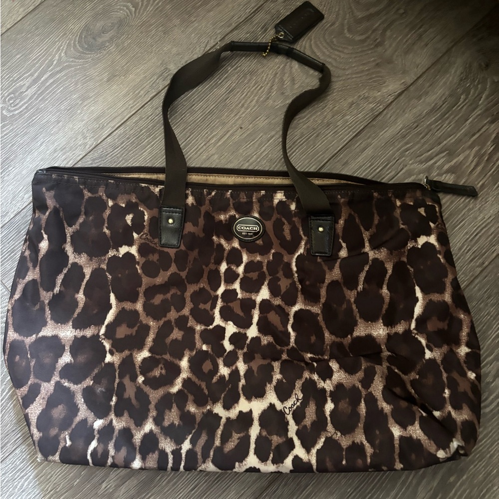 Coach Brown Leopard Print Tote